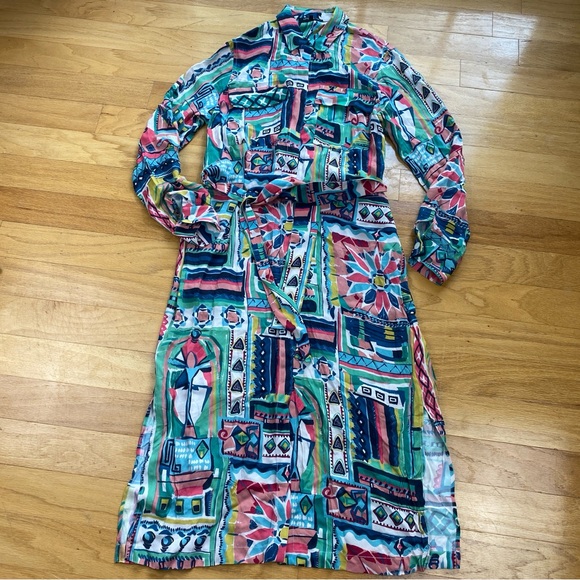 Lafayette 148 New York Dresses & Skirts - Lafayette 148 New York Doha Palazzo Patchwork Print Maxi Shirtdress- Small